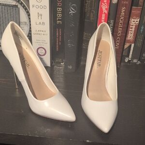 JustFab Sleek White Heels